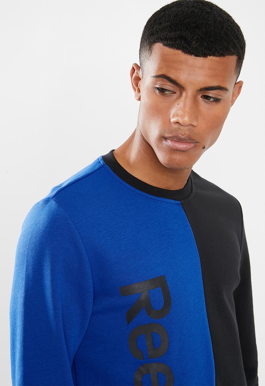 Reebok - Training essentials linear logo crew sweater - blue & black