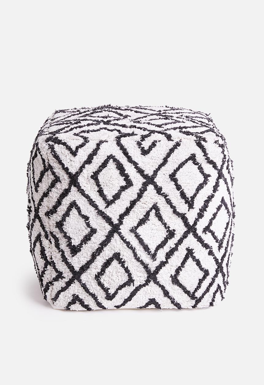 Sixth Floor - Soft ottoman - white & black