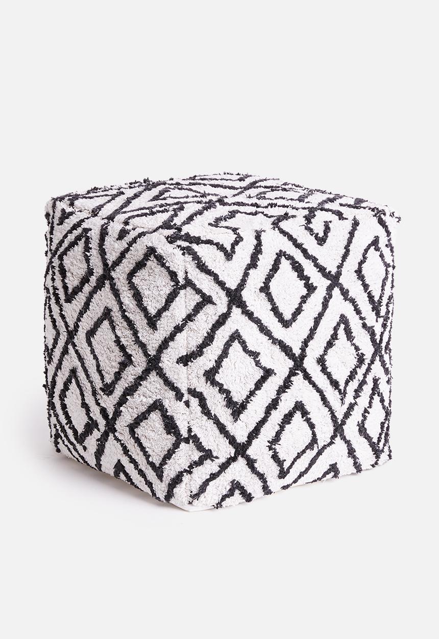 Sixth Floor - Soft ottoman - white & black