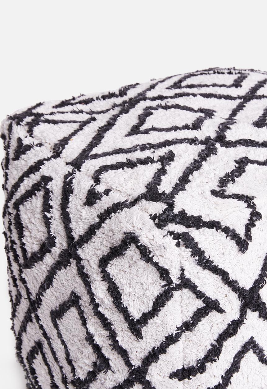 Sixth Floor - Soft ottoman - white & black