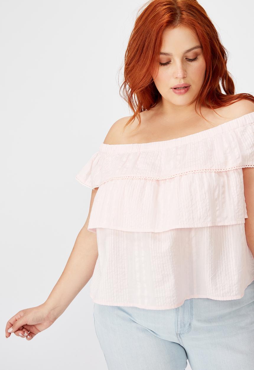 Cotton On - Curve sushine off the shoulder top - icy froze