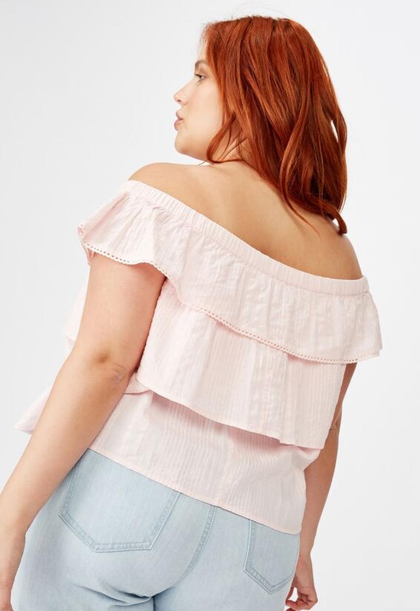 Cotton On - Curve sushine off the shoulder top - icy froze