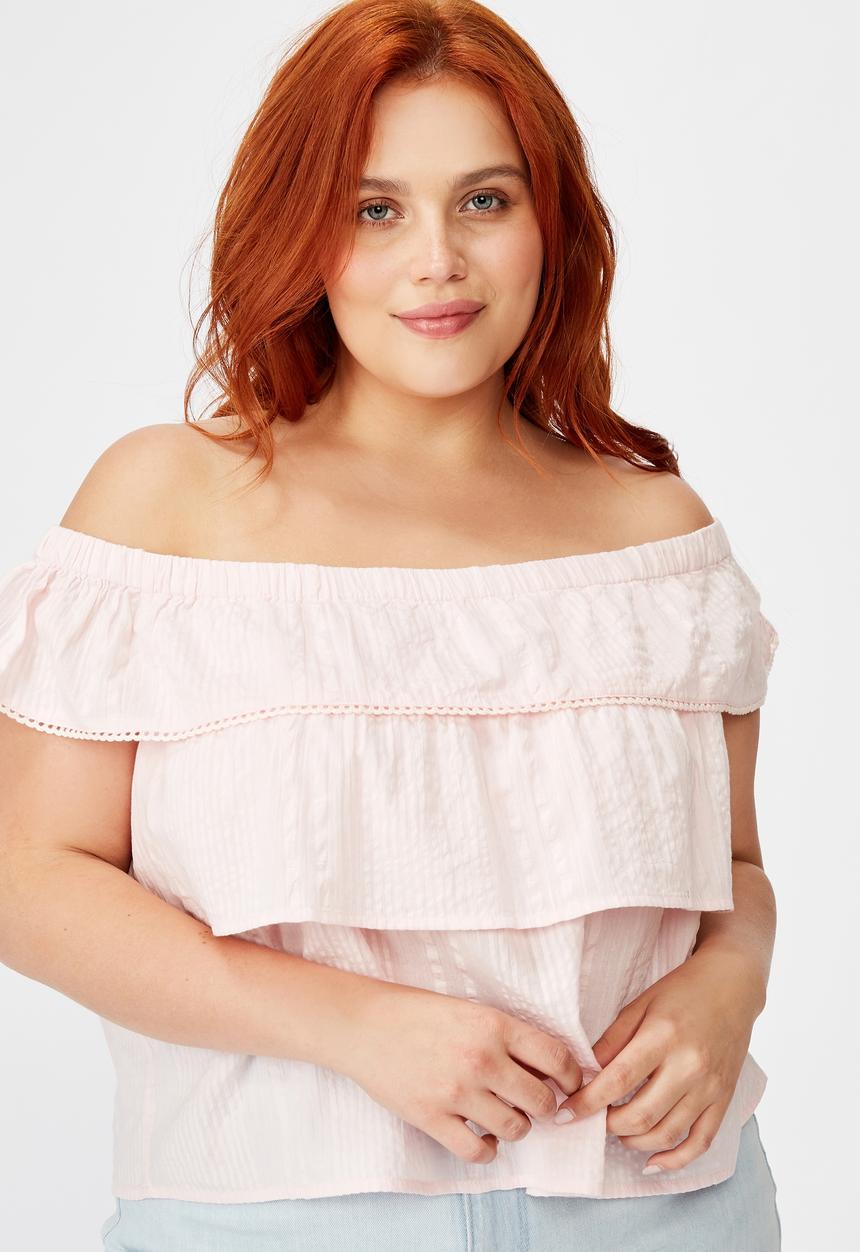 Cotton On - Curve sushine off the shoulder top - icy froze