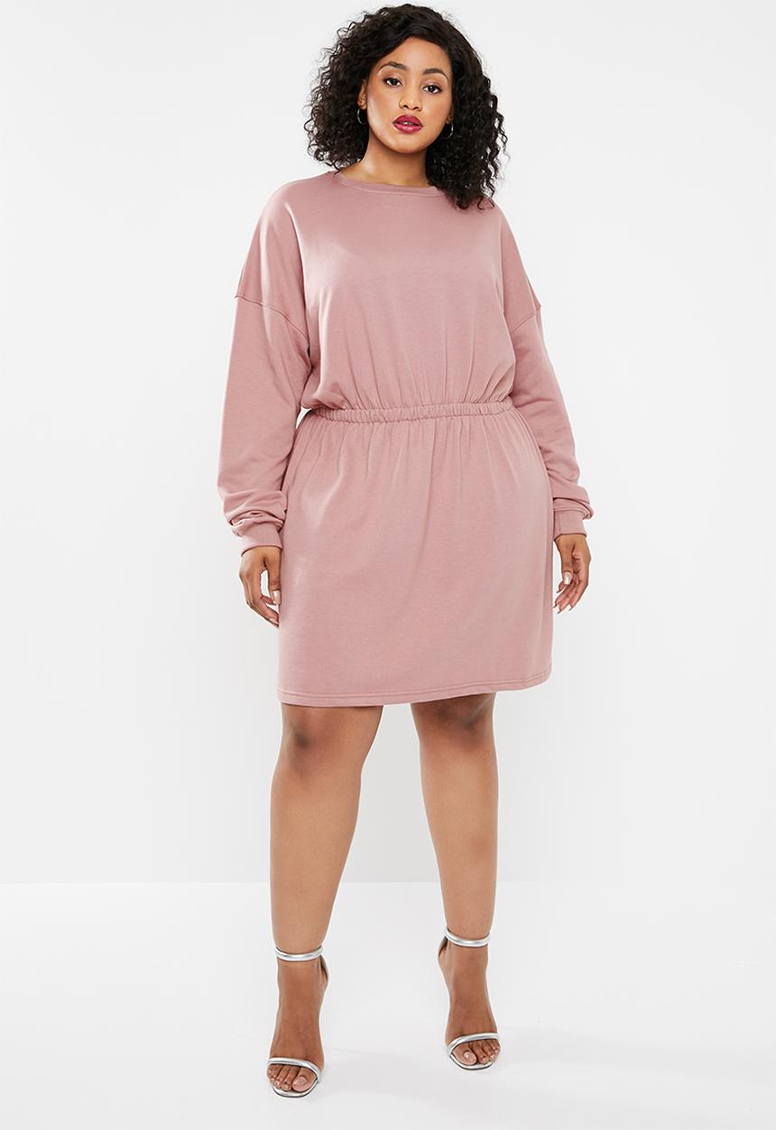 Missguided - Curve ruched waist and cuff sweater dress - pink