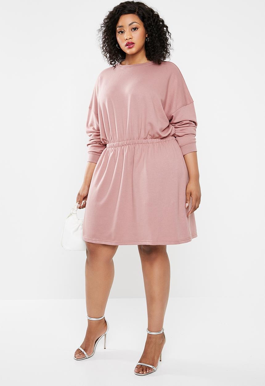 Missguided - Curve ruched waist and cuff sweater dress - pink