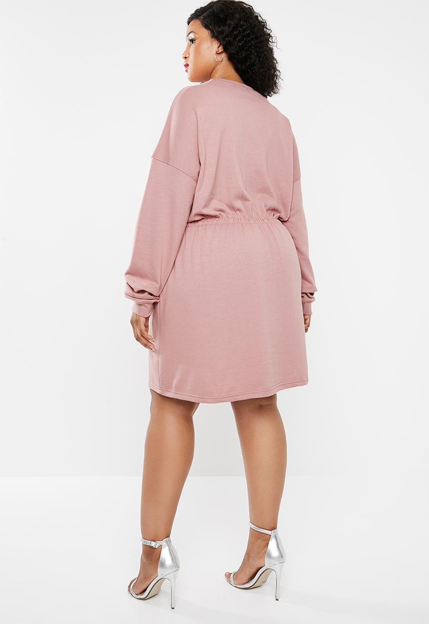 Missguided - Curve ruched waist and cuff sweater dress - pink