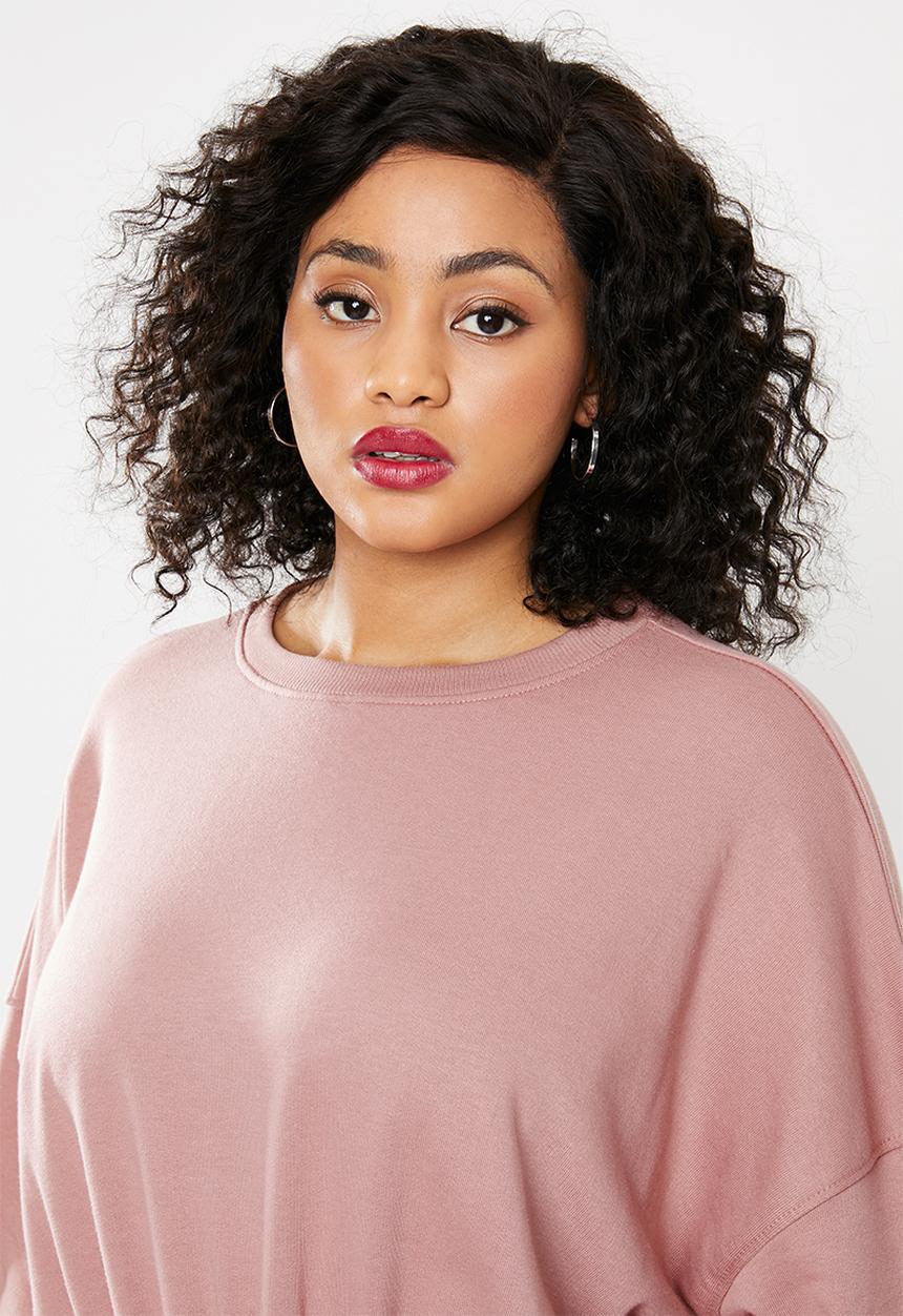 Missguided - Curve ruched waist and cuff sweater dress - pink
