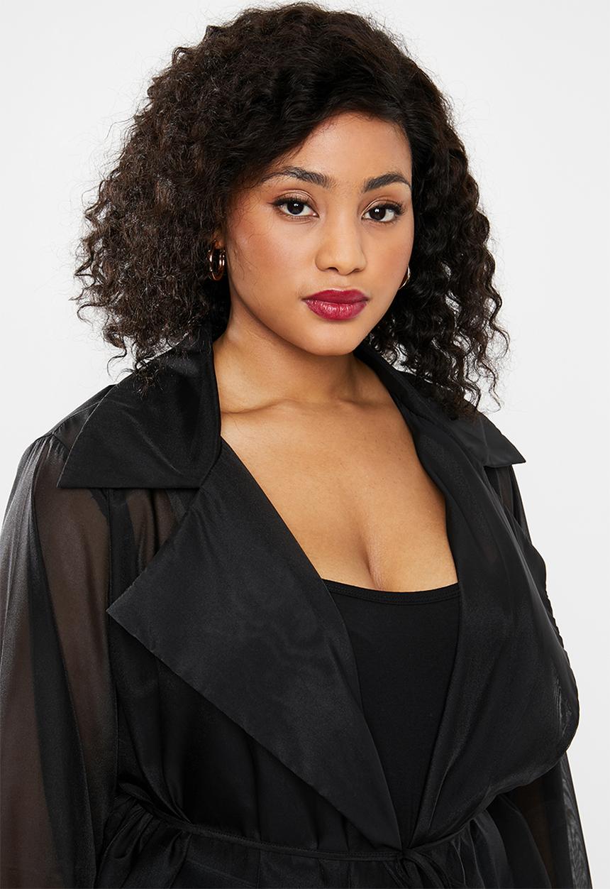 Missguided - Plus organza wrap shirt top - black
