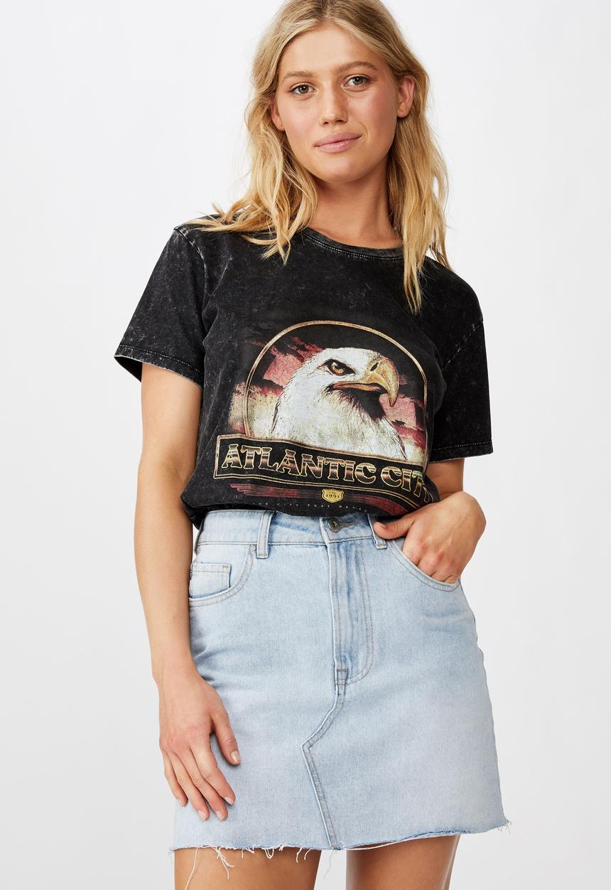 Cotton On - Classic vintage T-shirt Atlantic city eagle - black