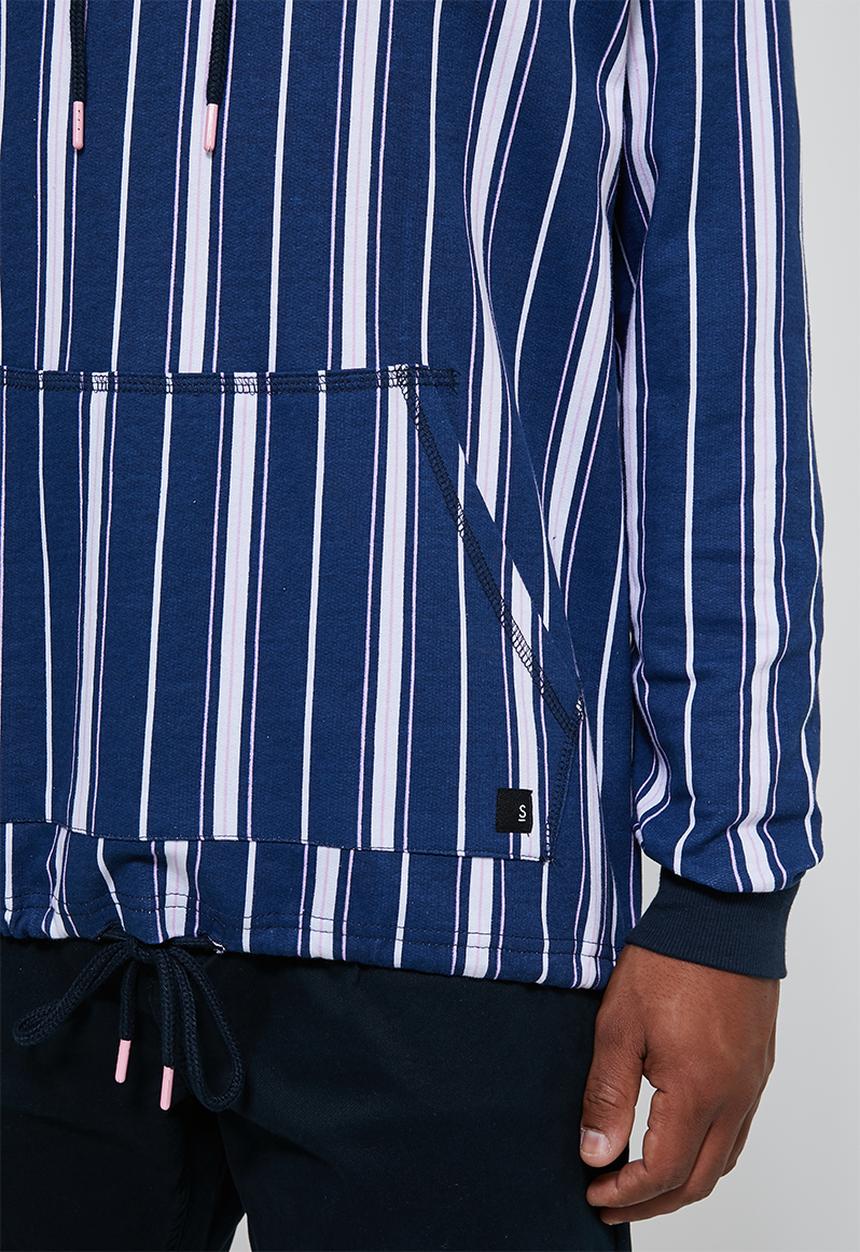 Superbalist - Vertical stripe drawstring hem pullover hoodie - multi