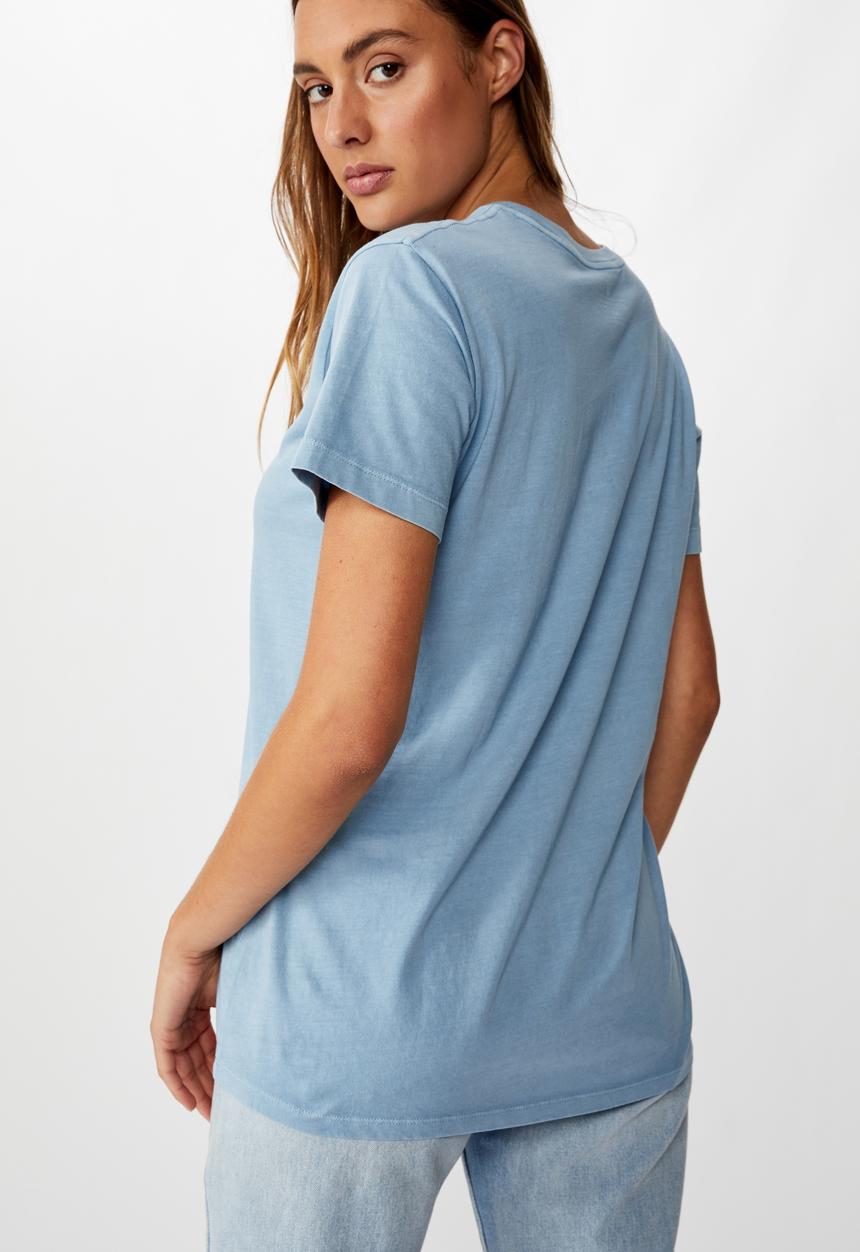 Cotton On - Classic slogan T-shirt doing great - faded denim