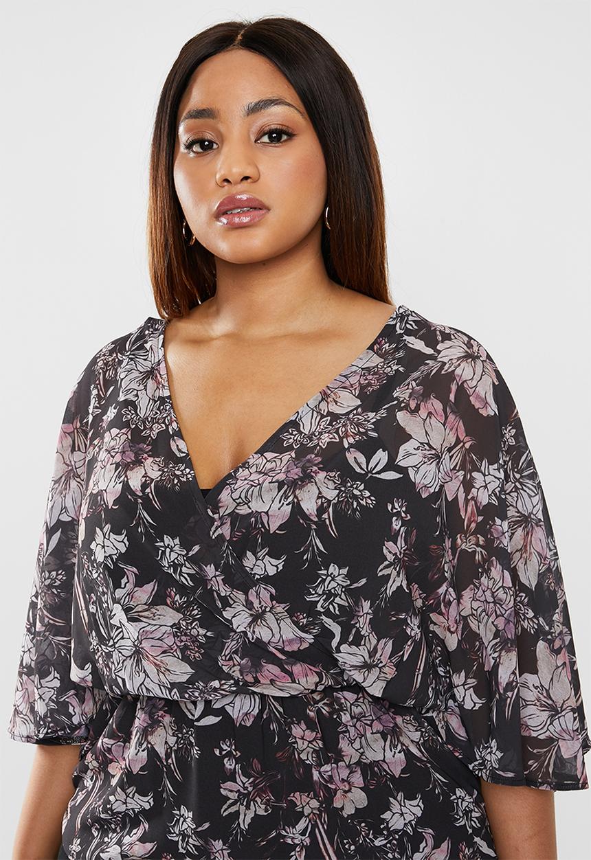 edit Plus - Peplum wrap blouse - multi 
