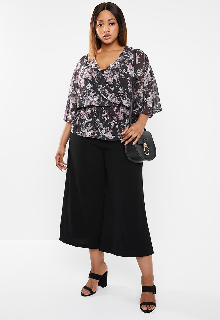 edit Plus - Peplum wrap blouse - multi 