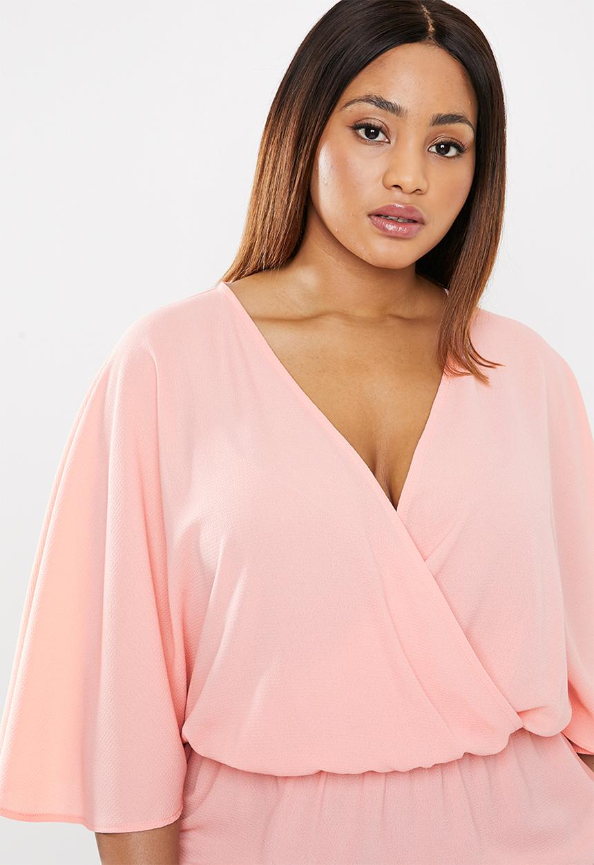 edit Plus - Peplum wrap blouse - pink 