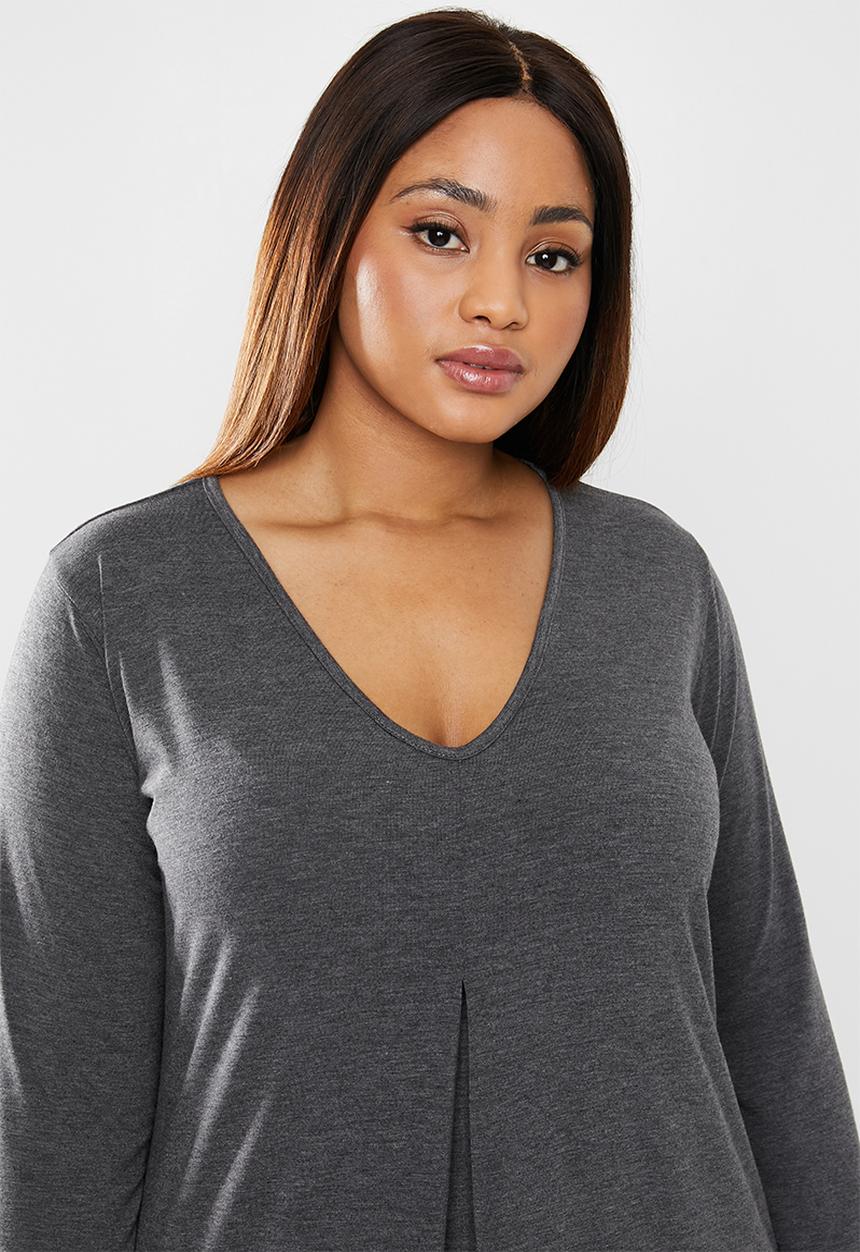 edit Plus - Inverted pleat maxi dress - charcoal 