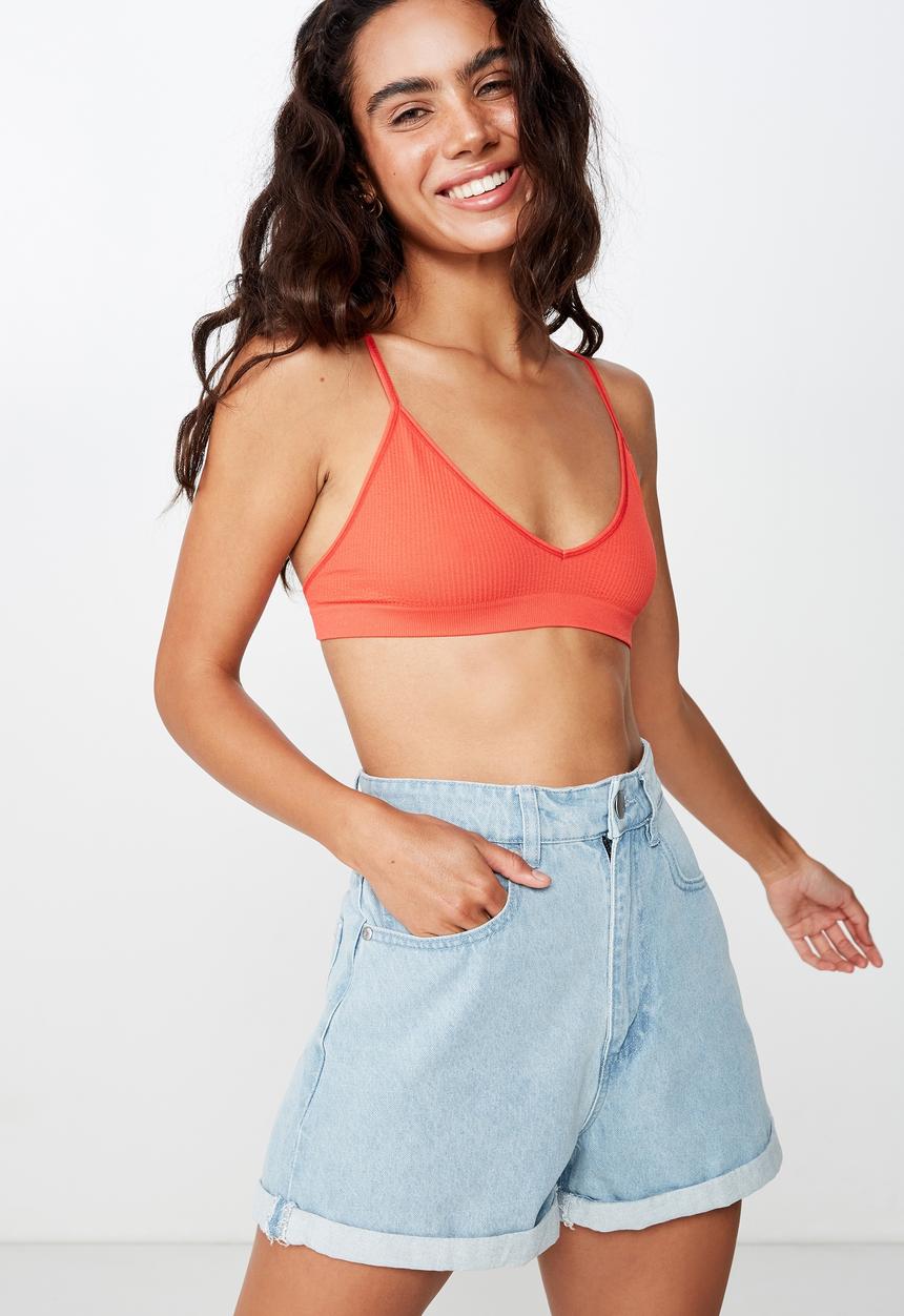 Cotton On - Seamfree triangle bralette - red