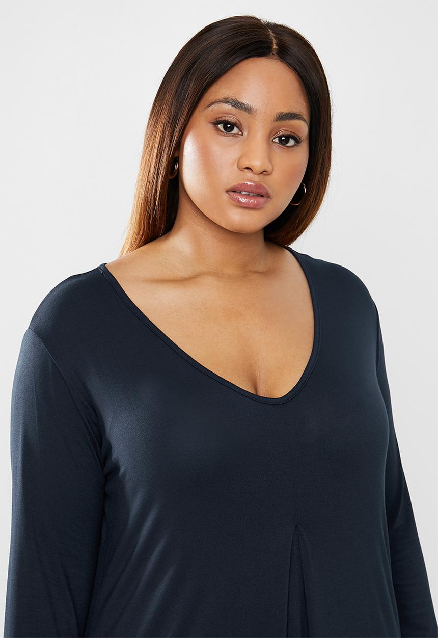 edit Plus - Inverted pleat maxi dress - navy 