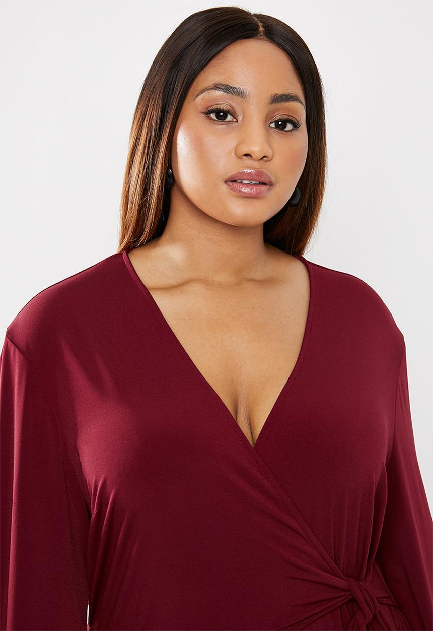 edit Plus - Tie detail jumpsuit - burgundy
