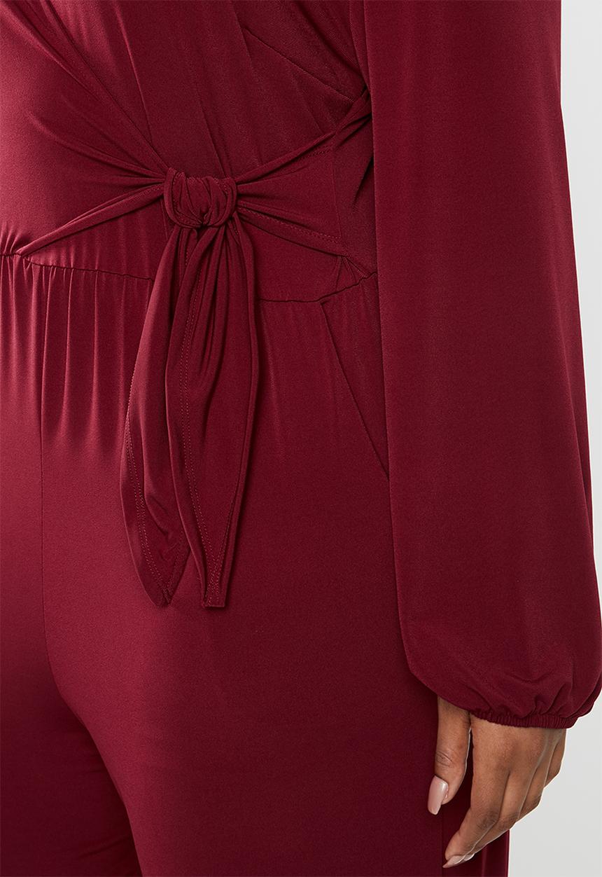 edit Plus - Tie detail jumpsuit - burgundy