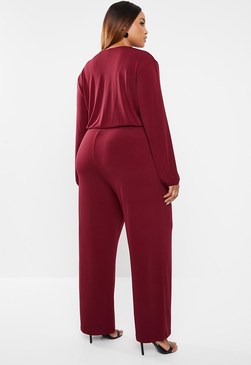 edit Plus - Tie detail jumpsuit - burgundy