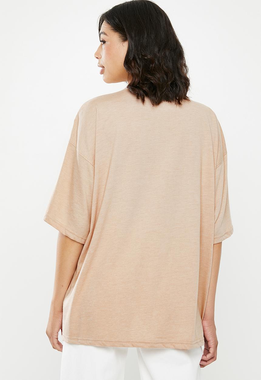 Missguided - Basic drop shoulder oversized T-shirt - neutral