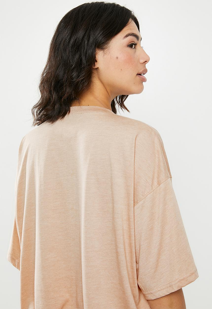 Missguided - Basic drop shoulder oversized T-shirt - neutral