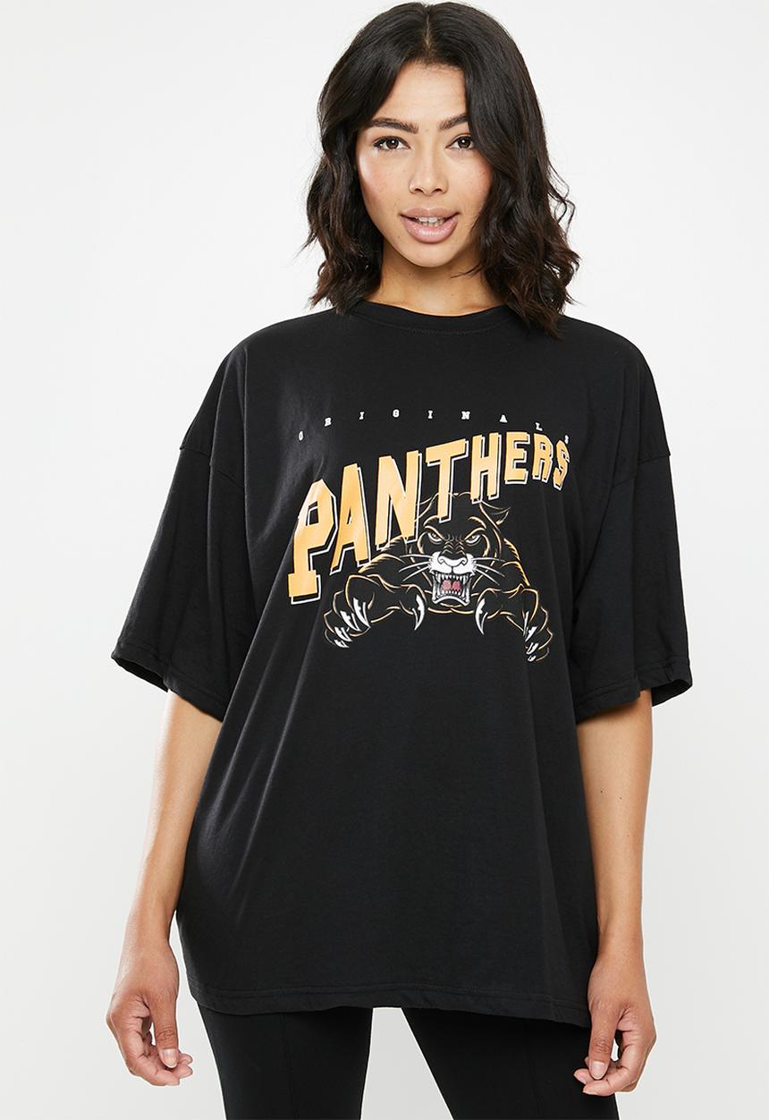 Missguided - Drop shoulder oversized panthers graphic T-shirt - black