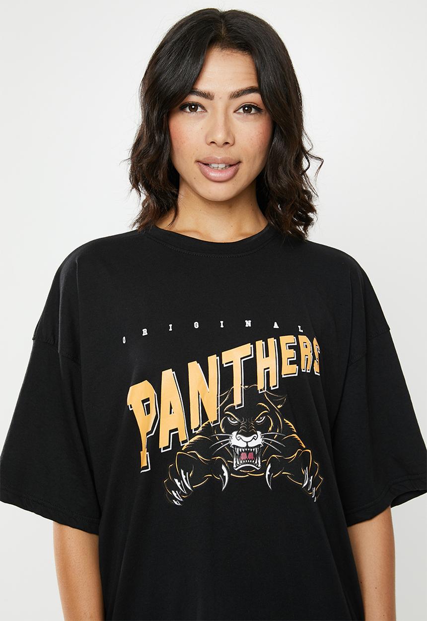 Missguided - Drop shoulder oversized panthers graphic T-shirt - black