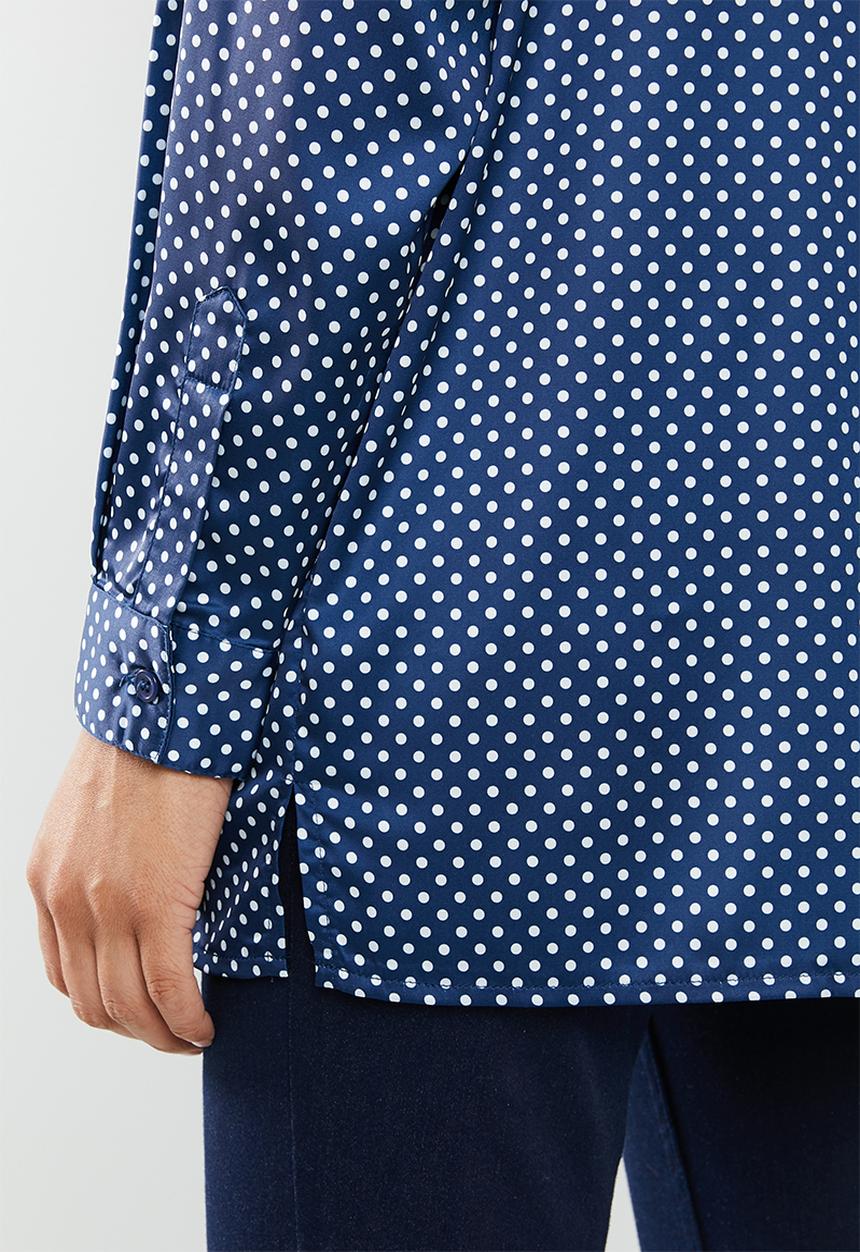 Missguided - Extreme oversized satin shirt - navy & white 