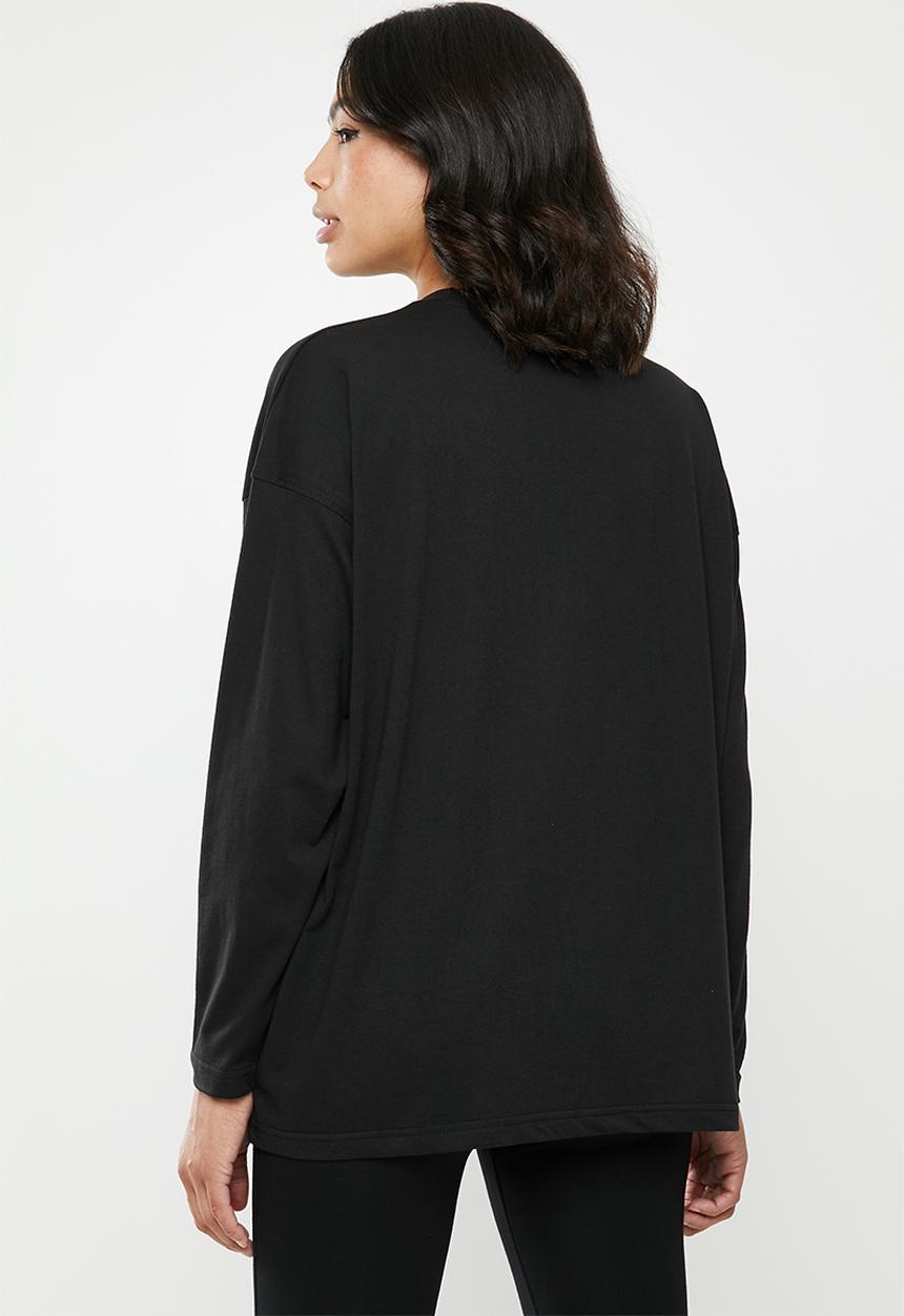 Missguided - Long sleeve drop shoulder T-shirt - black