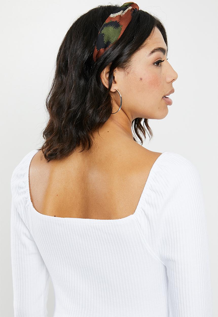 Missguided - Milkmaid ribbed square neck top - white