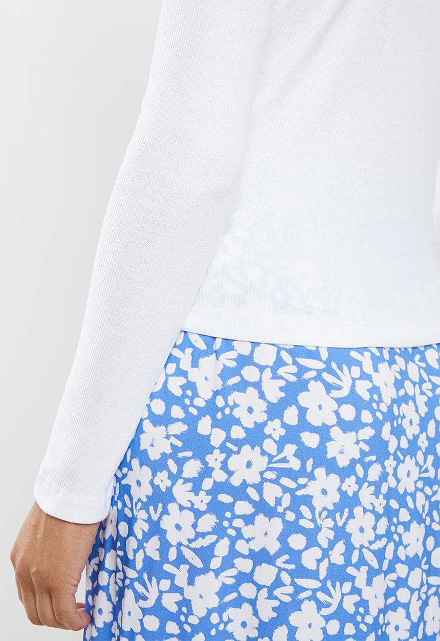 Missguided - Long sleeve crew neck ribbed top - white