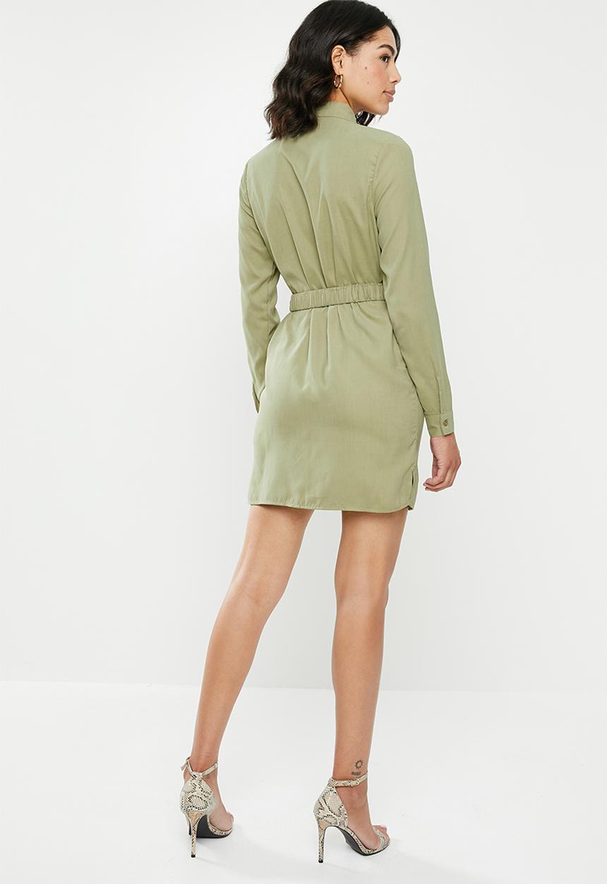 Missguided - Soft touch belted shirt dress - khaki