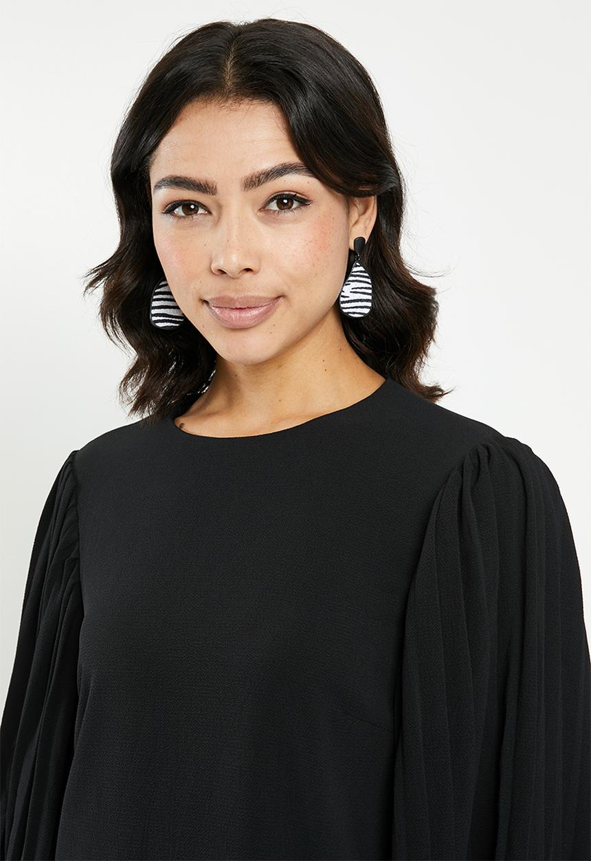 Missguided - Pleated sleeve shift dress - black