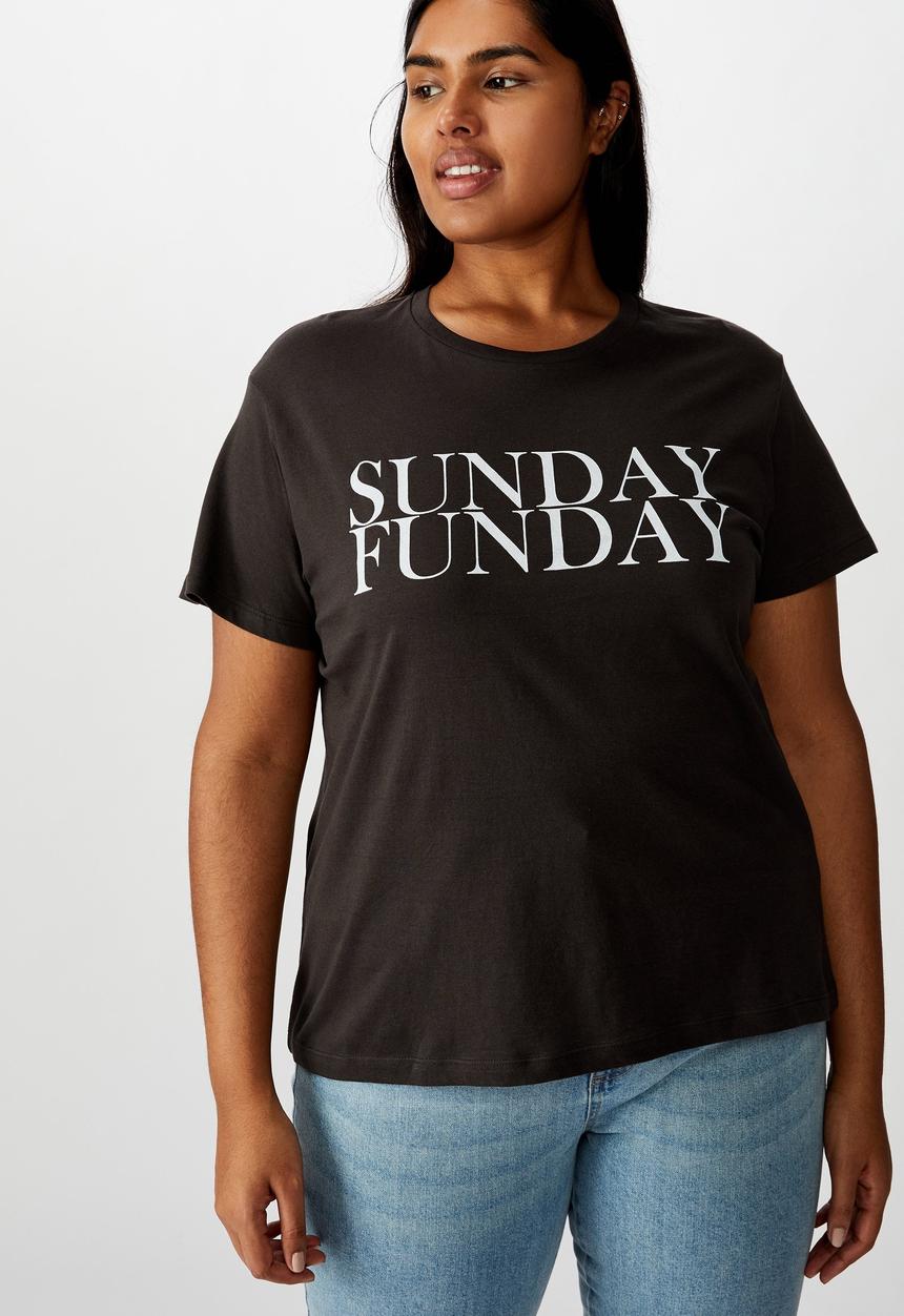 Cotton On - Curve graphic tee Sunday funday - black
