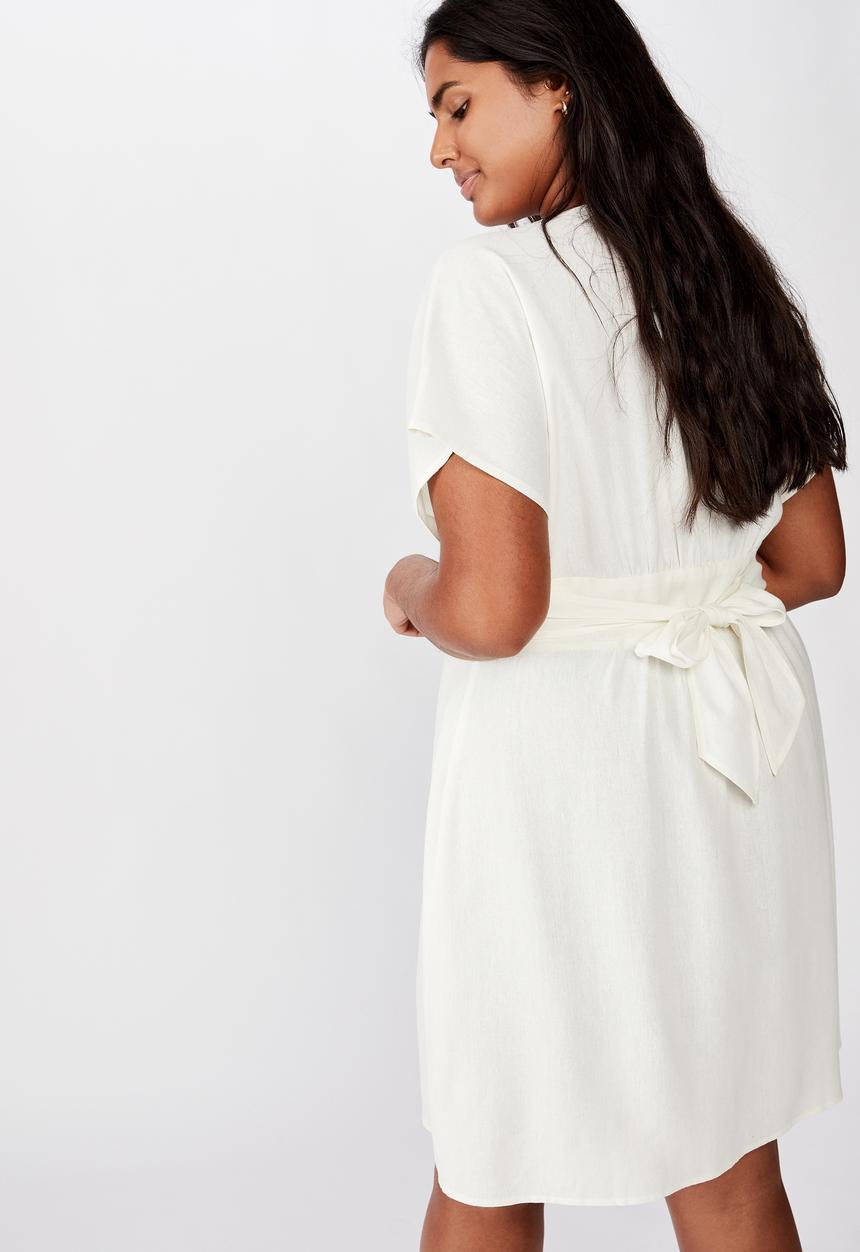Cotton On - Curve button front mini dress - cream