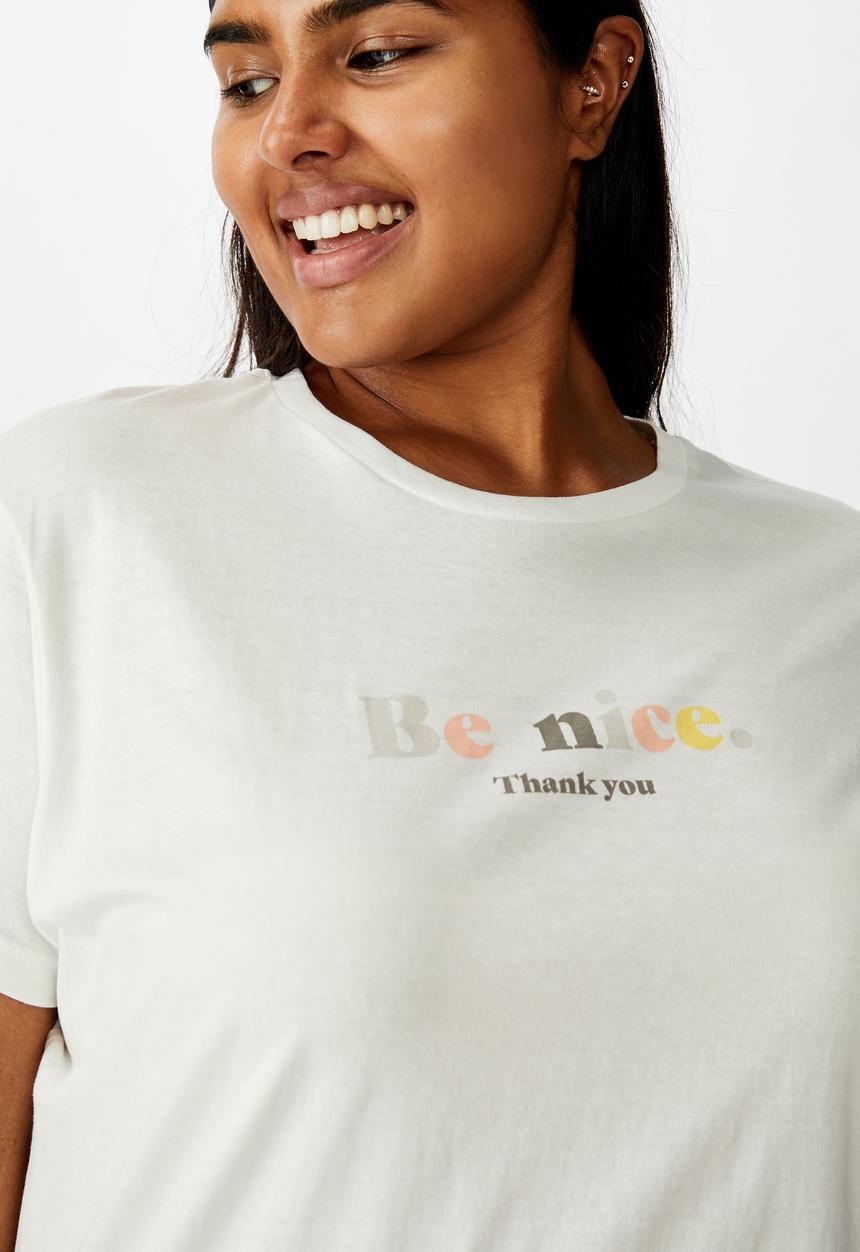 Cotton On - Curve graphic tee be a nice human - white 