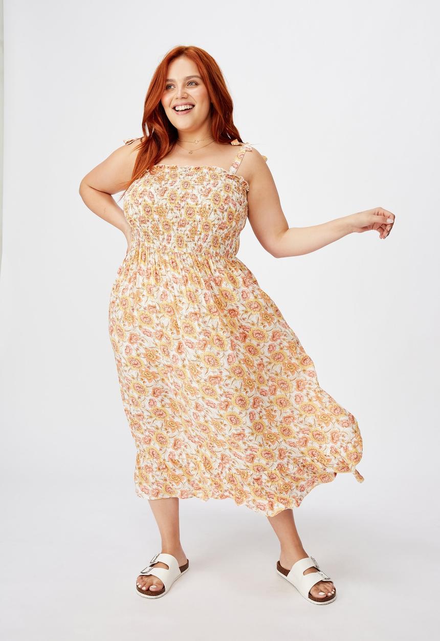 Cotton On - Curve shirred midi dress - multi