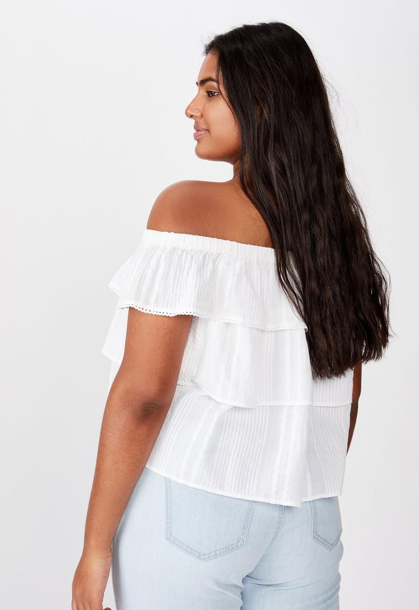 Cotton On - Curve sunshine off the shoulder top - white