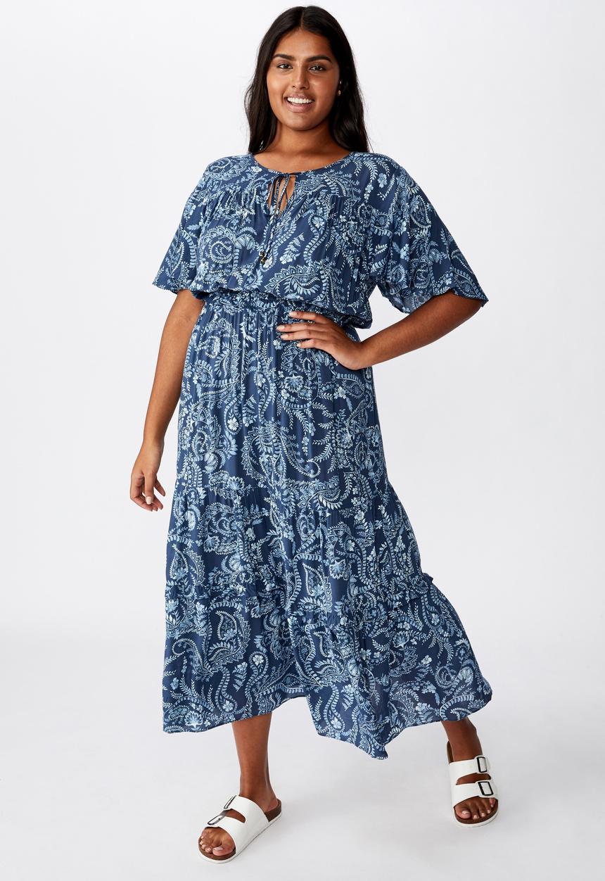 Cotton On - Curve tiered maxi dress cali paisley - navy 