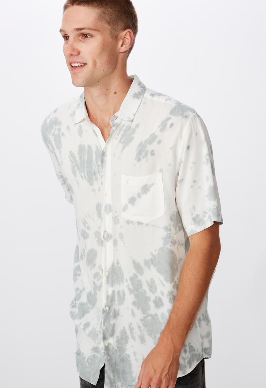 Cotton On - 91 short sleeve shirt - grey & white