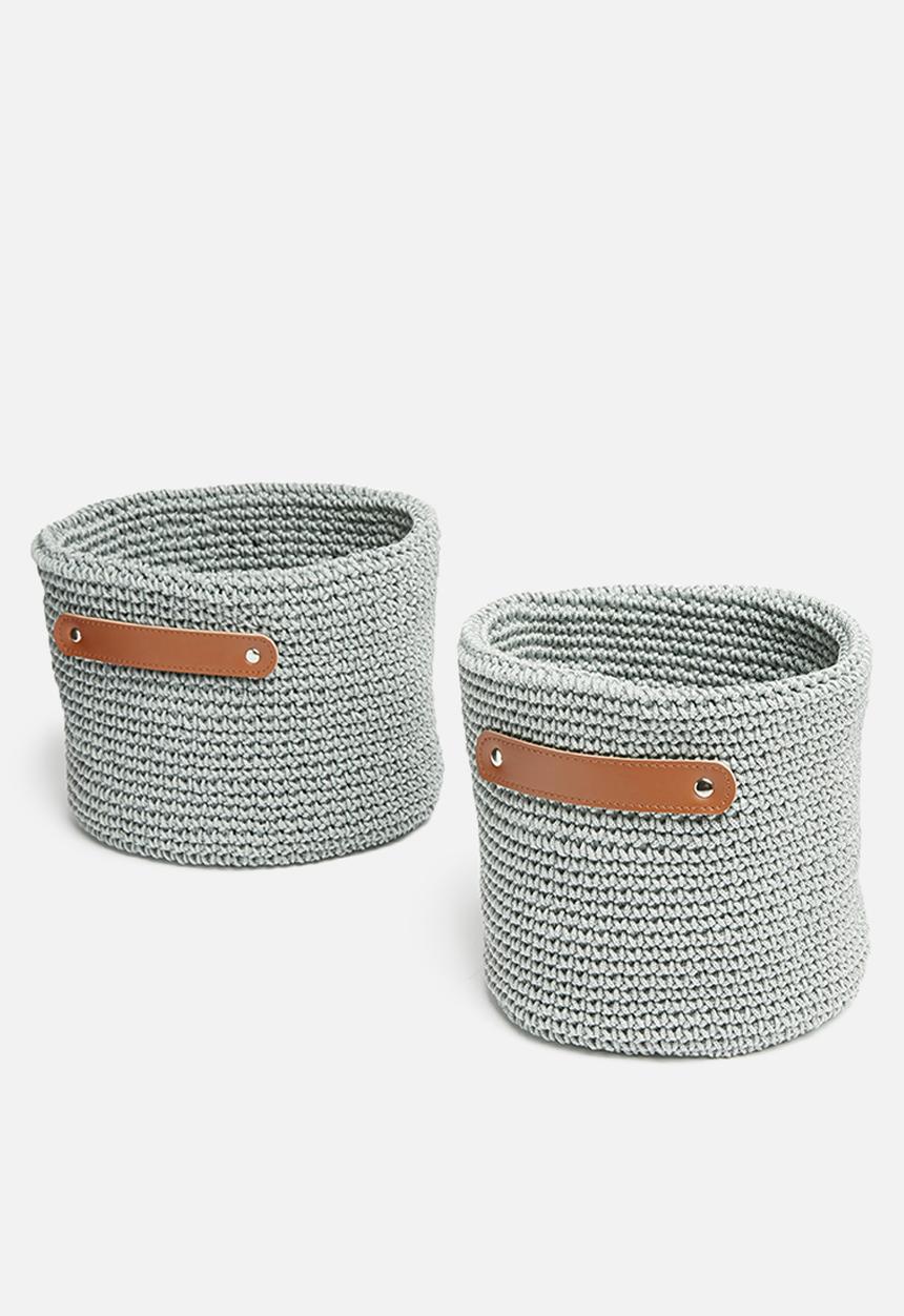 Sixth Floor - Woven storage basket set of 2 - grey