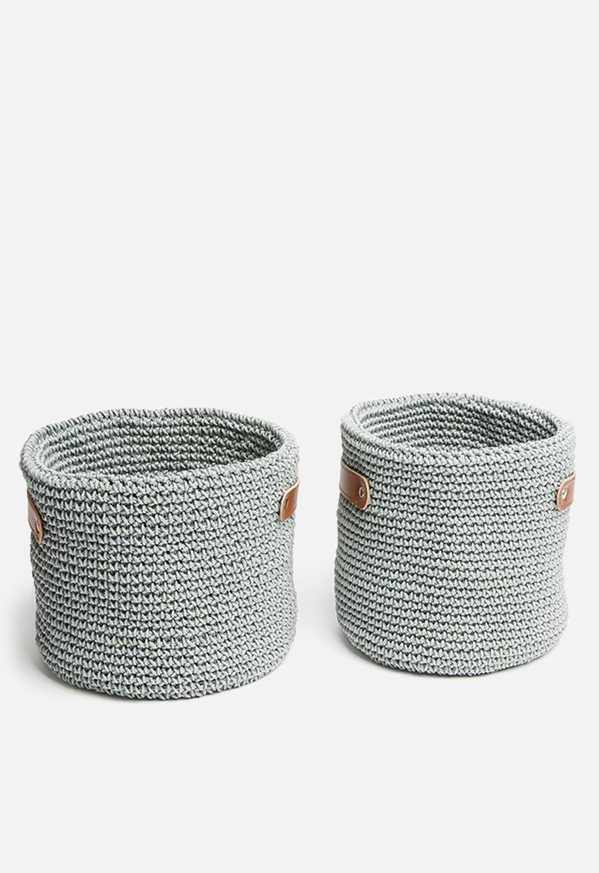 Sixth Floor - Woven storage basket set of 2 - grey