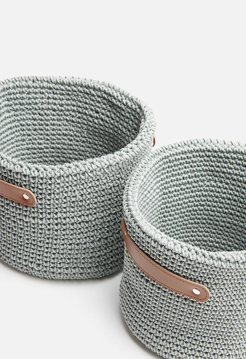 Sixth Floor - Woven storage basket set of 2 - grey