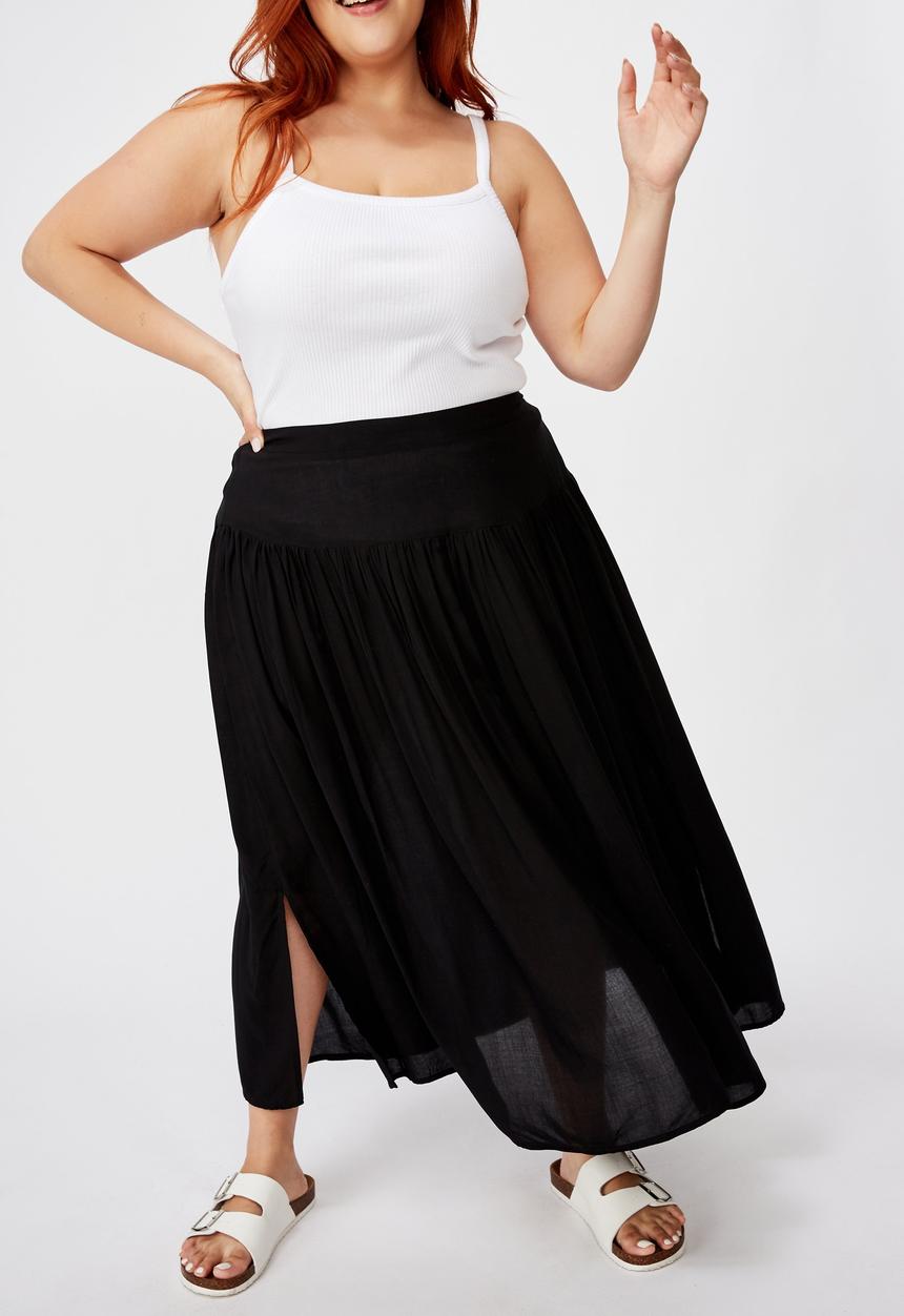Cotton On - Curve woven maya maxi skirt - black