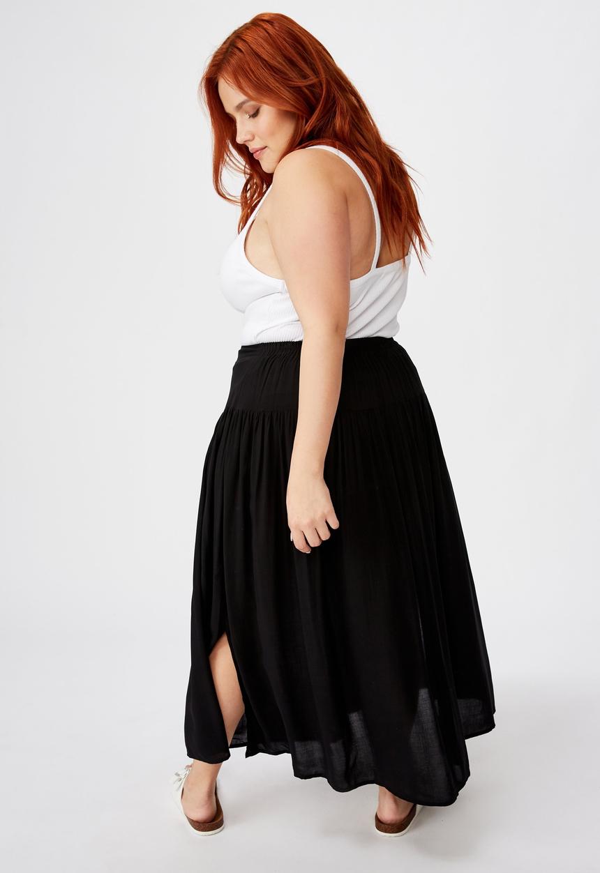 Cotton On - Curve woven maya maxi skirt - black