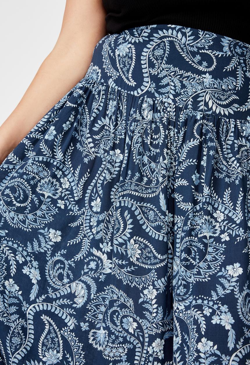 Cotton On - Curve woven maya maxi skirt cali paisly - mood indigo