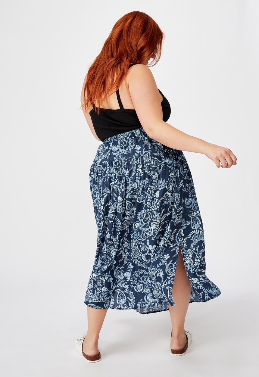 Cotton On - Curve woven maya maxi skirt cali paisly - mood indigo