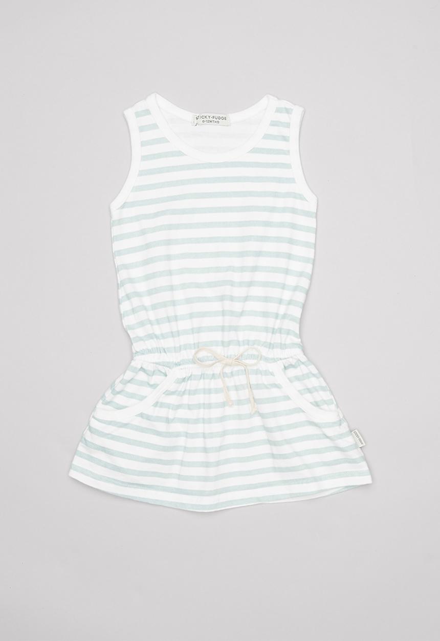 Sticky Fudge - Stripe playdress - blue & white