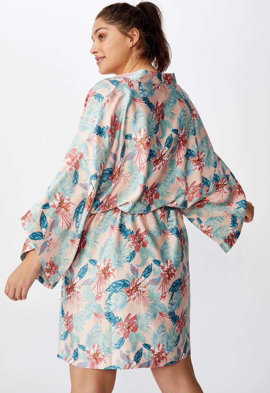 Cotton On - Curve satin kimono gown - multi 